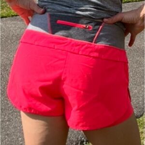 MPG 2 in 1 bike shorts run speed running neon orange zipper pocket XS